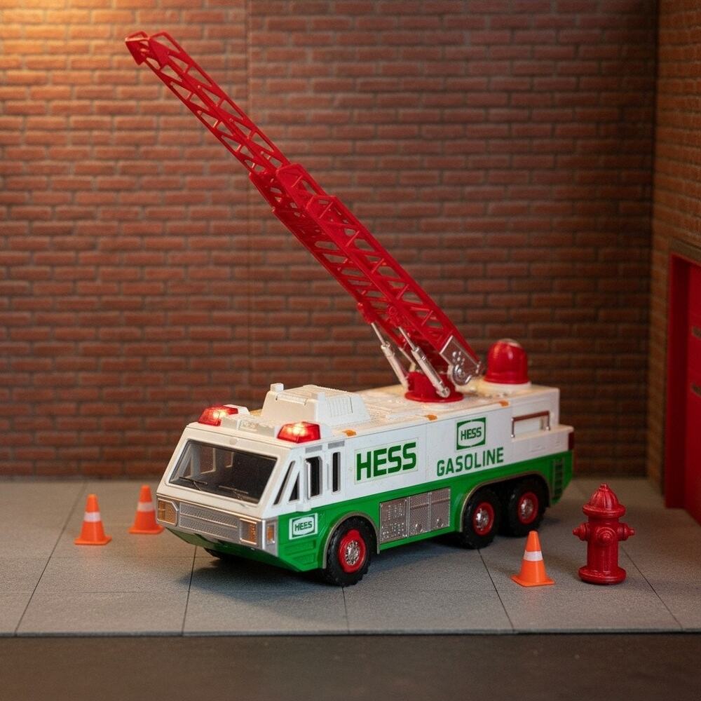 Vintage 1996 Hess Emergency Truck w Box-Working Lights Siren-Christmas Toy-Fire